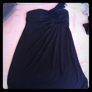 Navy blue one shoulder cocktail dress